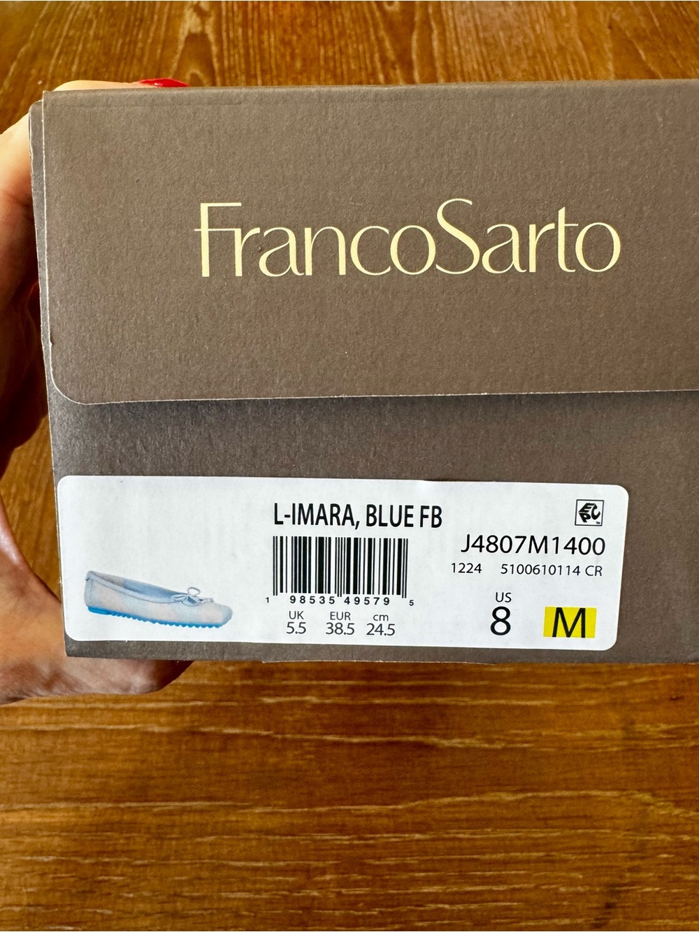 NIB Franco Sarto lite blue stripe Imara ballet flats 8 - Picture 11 of 13